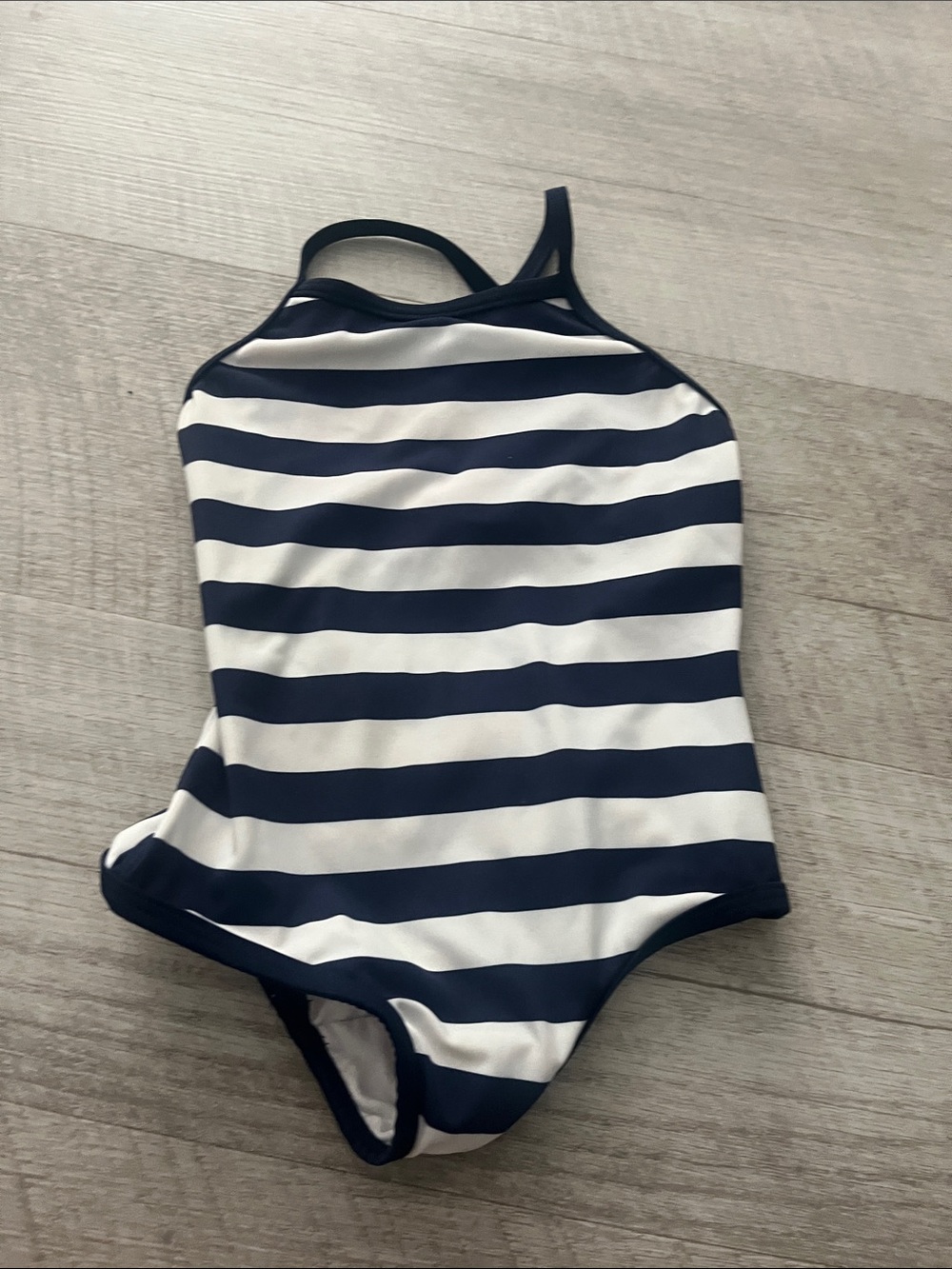 Hanna Andersson Navy and White Stripe Kids One-Piece Swimsuit
